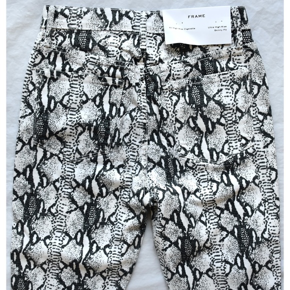 FRAME DENIM WOMEN NWT ALI HIGH RISE CIGARETTE PYTHON PRINT GRIS MULTI JEAN.SZ 27 - Picture 8 of 11